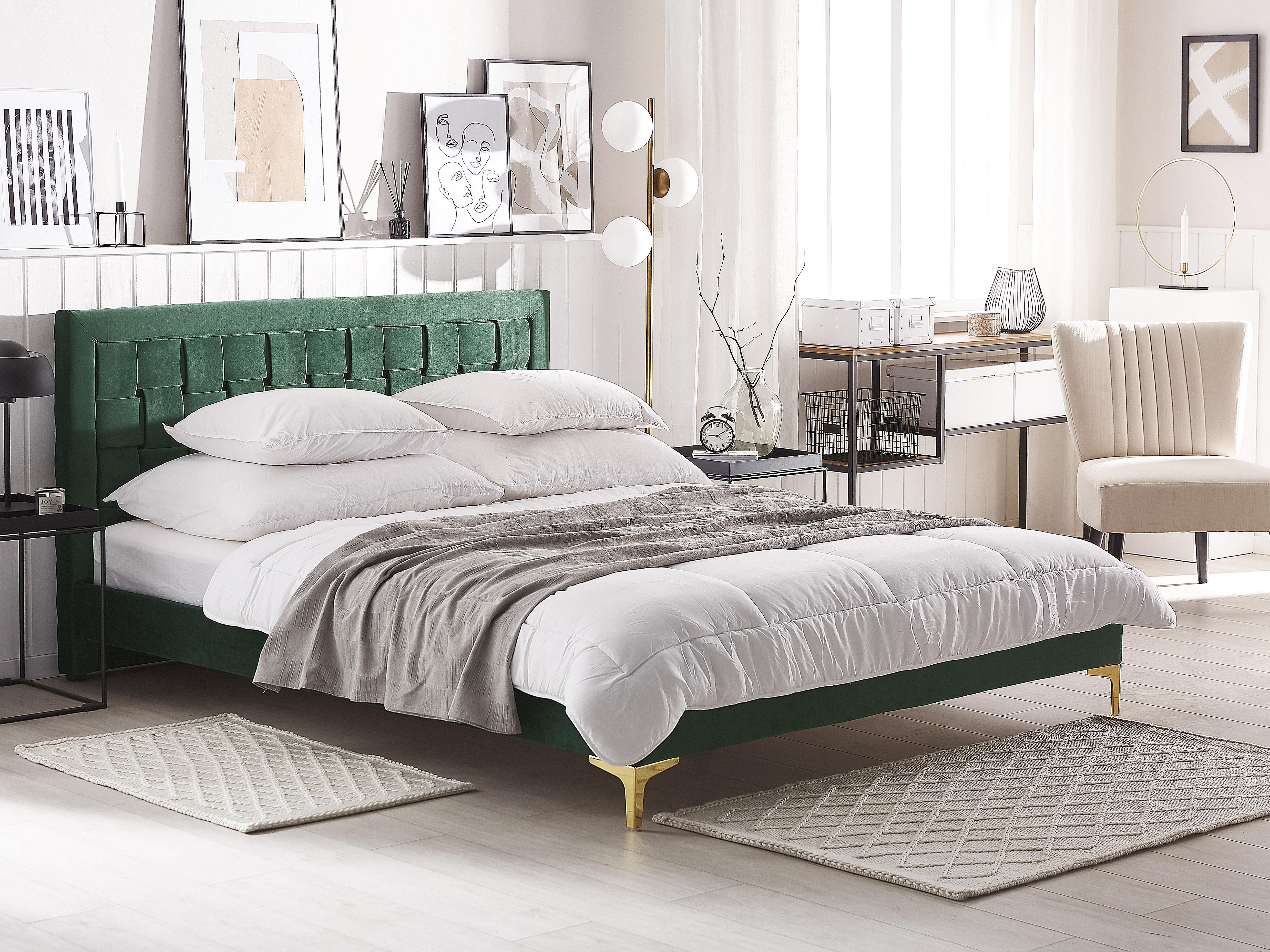 Bed Fluweel LIMOUX 180 x 200 cm Donkergroen