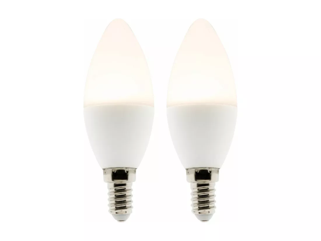 Lot de 2 ampoules LED Flamme 5W E14 360lm 2700K - Blanc chaud - Zenitech