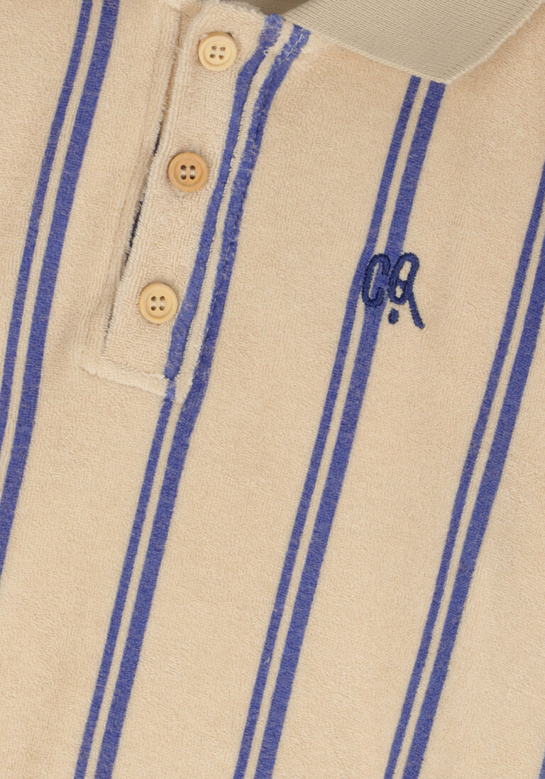CARLIJNQ beige carlijnq polo stripes blue - polo t-shirt wt embroidery