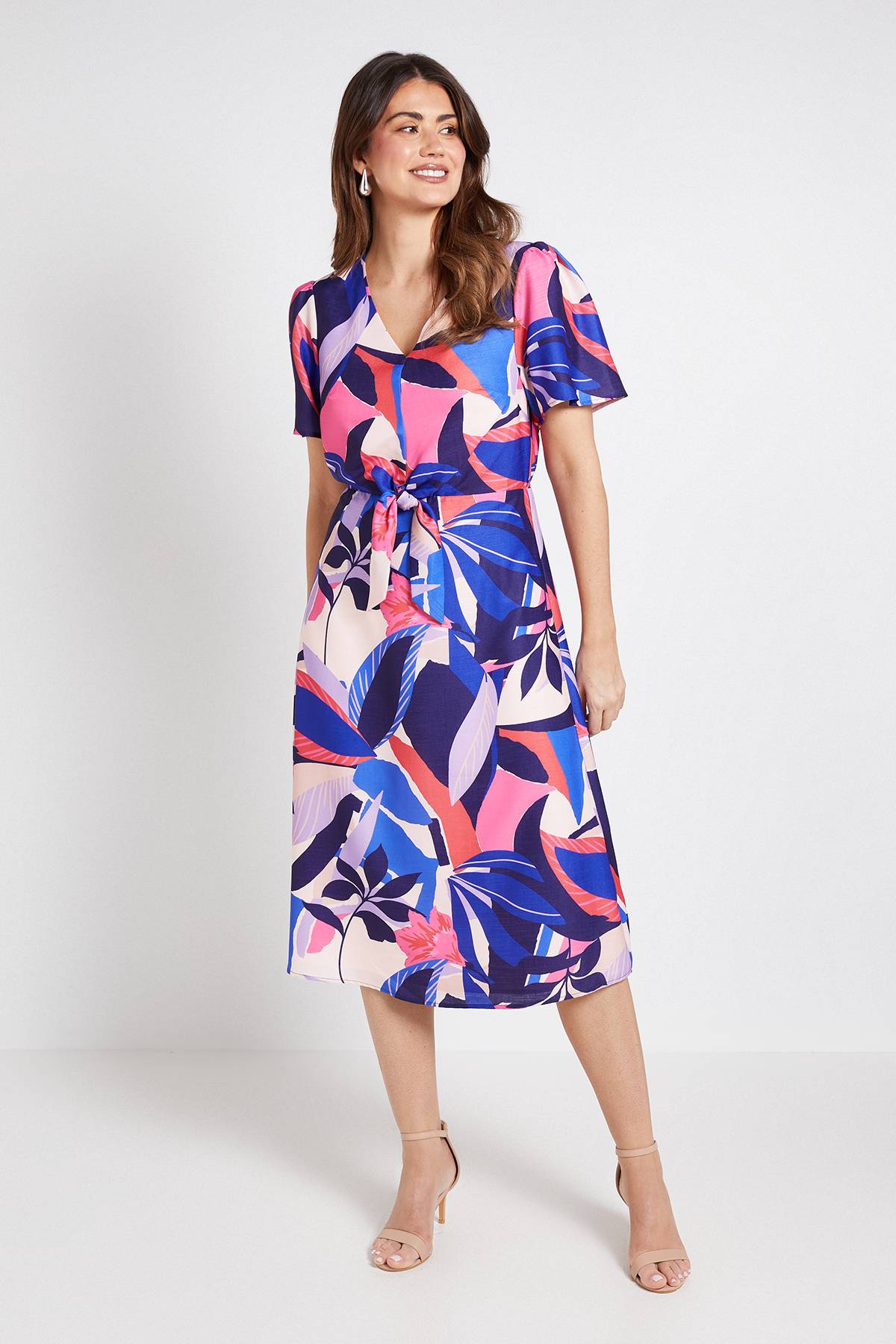 Wallis Robe Midi D'été Florale À Nœud