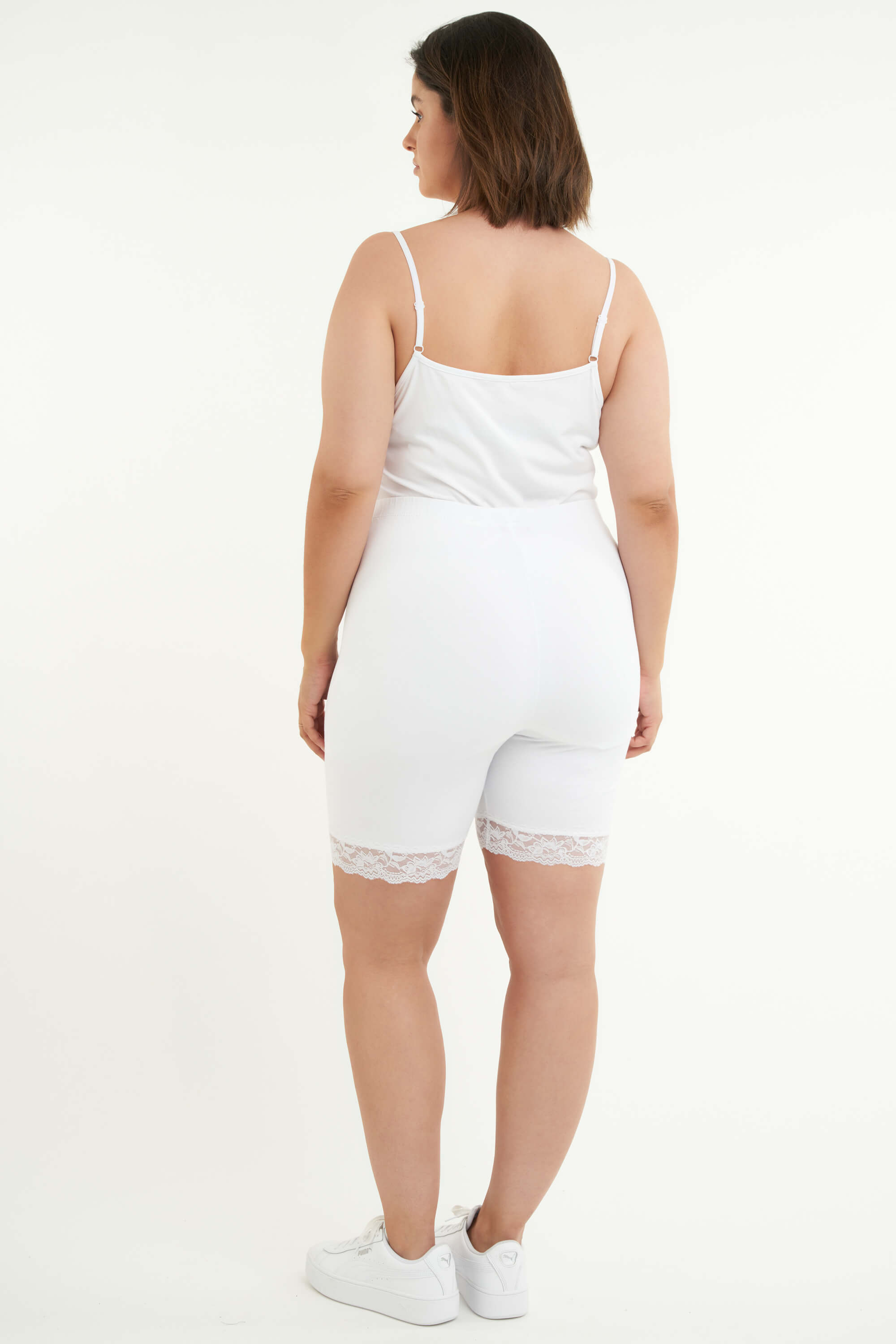 Korte legging met kant Wit