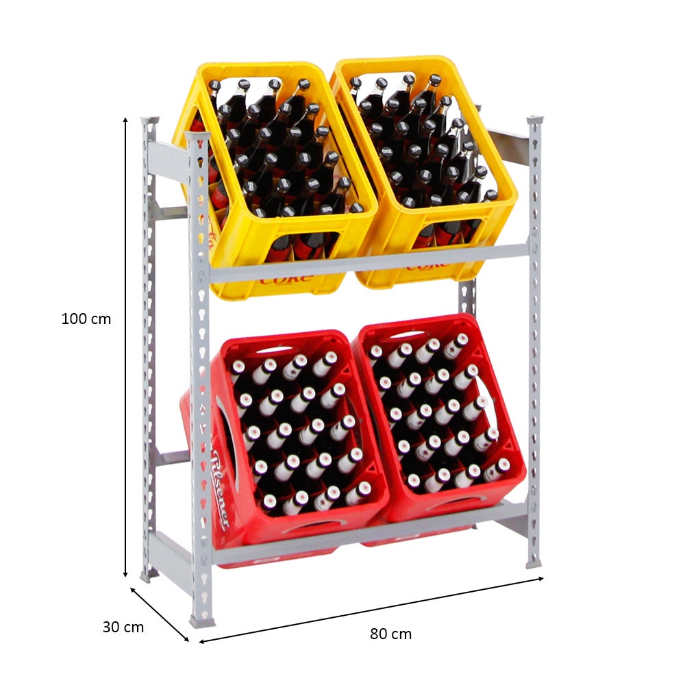 PROREGAL Drankkratplank, Kameel, HxBxD 100 x 80 x 30 cm, Grijs