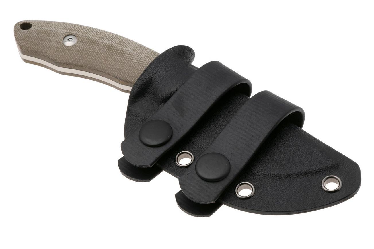 CJRB Mutt J1958-ODG Satin AR-RPM9, Green Micarta, vaststaand mes, Jonathan Shaw design
