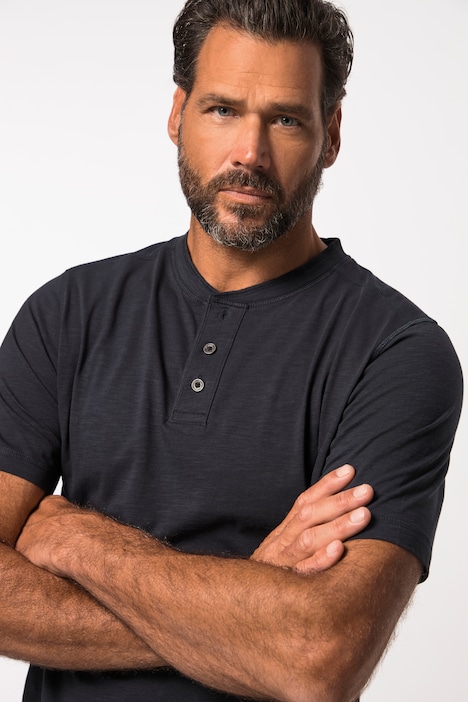 Henley, Halbarm, Rundhals mit Knopfleiste, bis 8 XL