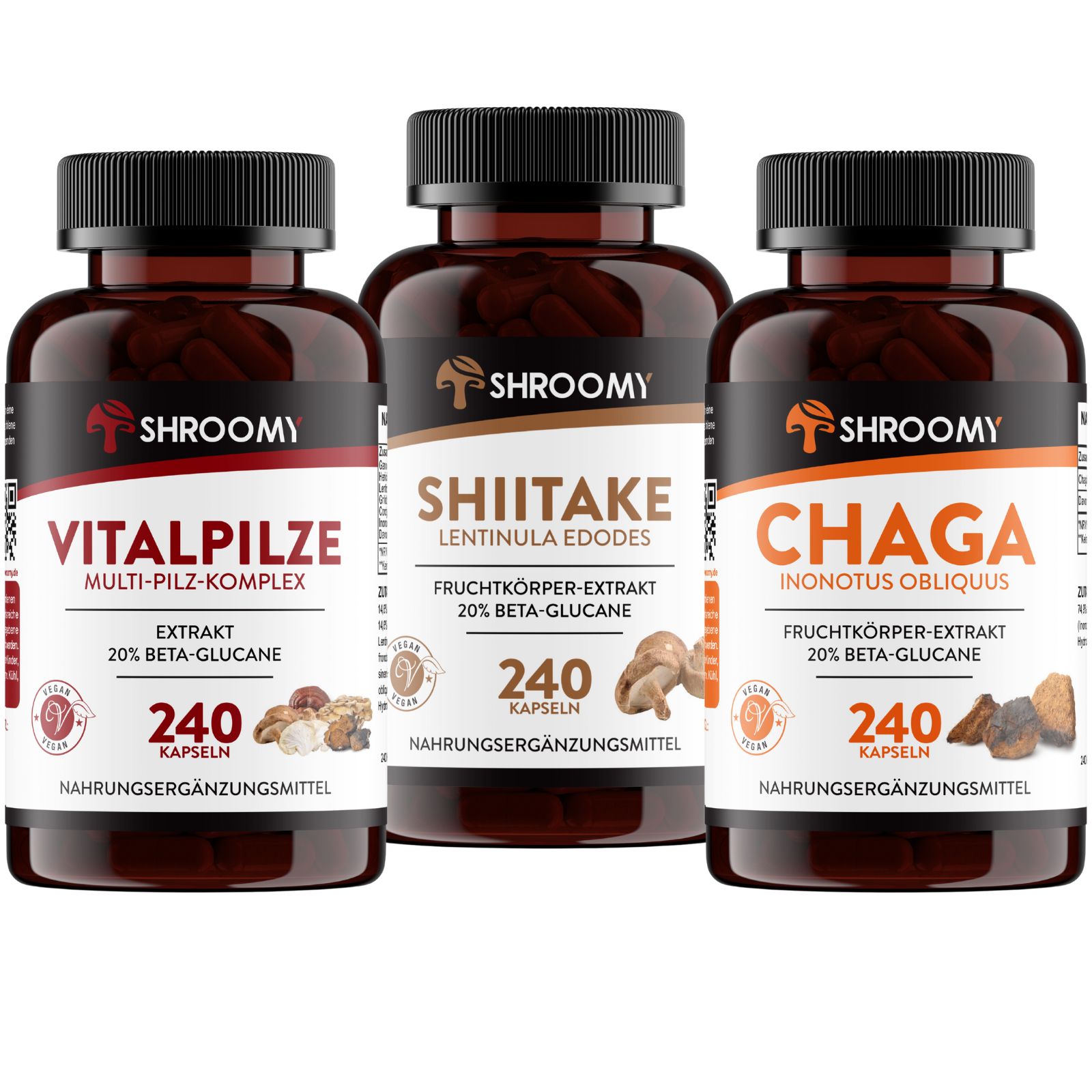 SHROOMY Vitalpilze, Shiitake und Chaga im Set