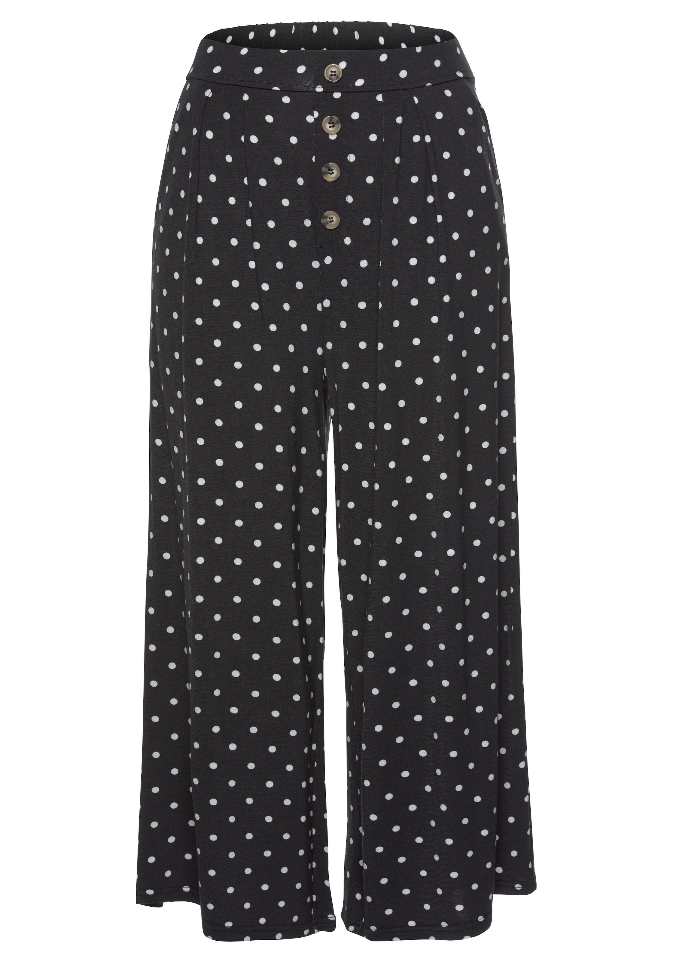 LASCANA Culotte  mit Punktedruck und Taschen, elatischer Bund, 7/8-Hose, Jerseyhose