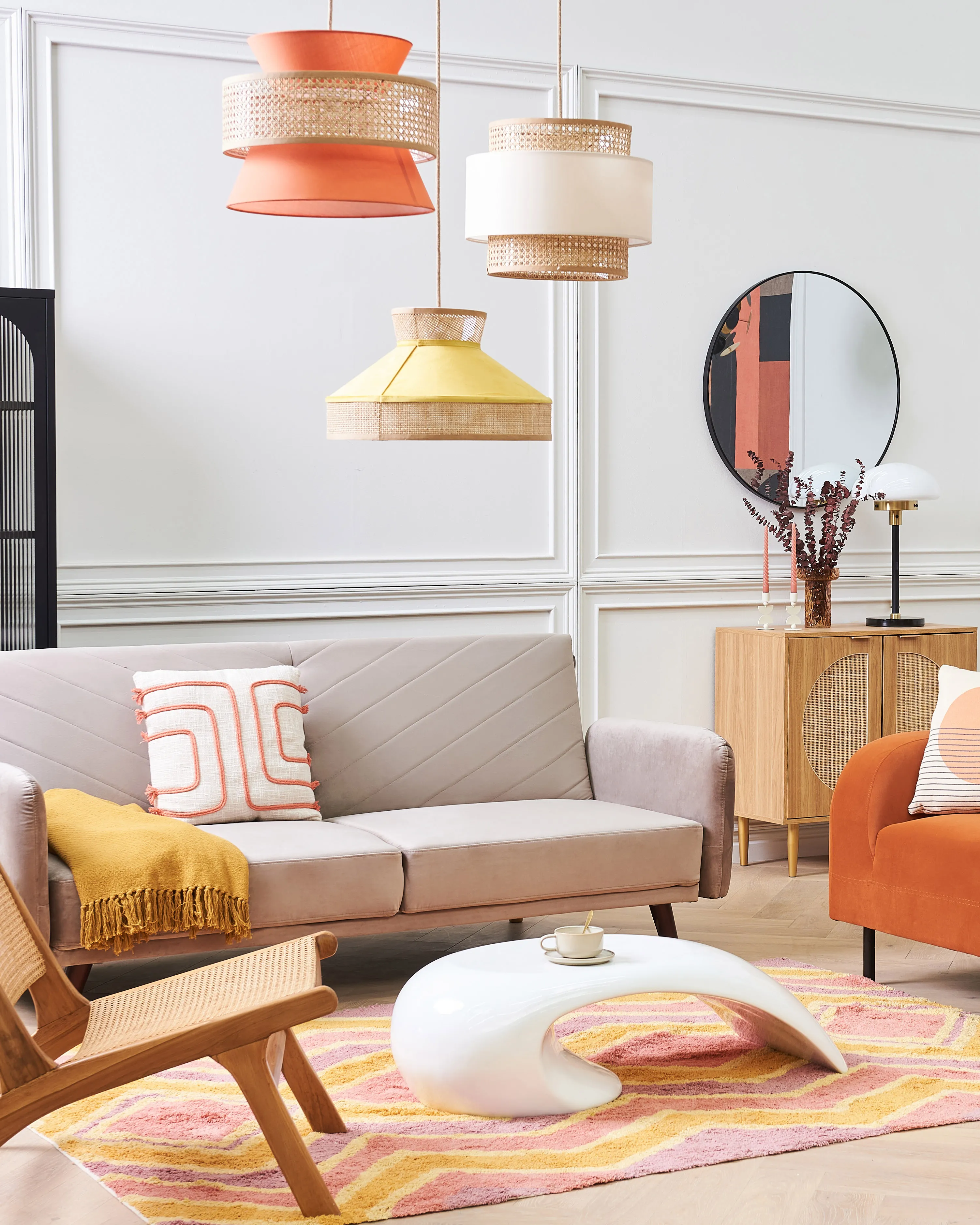 Hanglamp BATALI Rotan Mosterdgeel