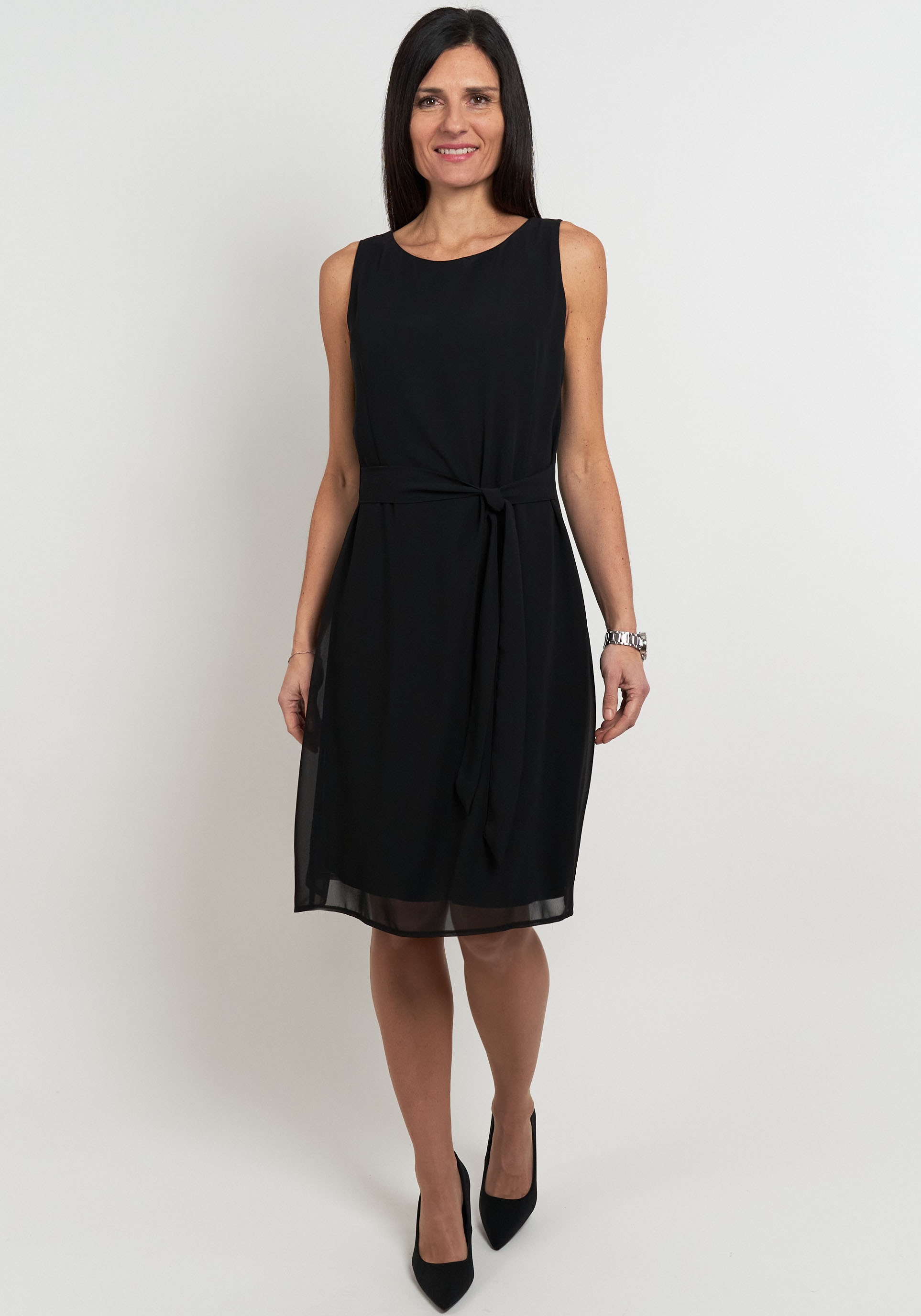 Seidel Moden Chiffonkleid mit Stoffgürtel, MADE IN GERMANY
