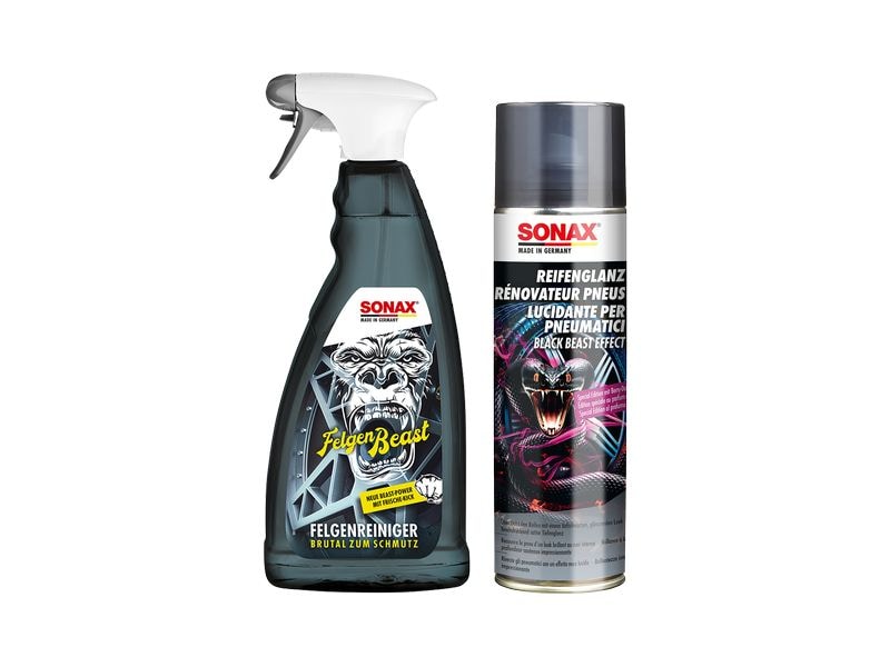 Sonax BEAST SET Felgenreiniger   Reifenglanz Spray Perfekt gepflegte Reifen und Felgen