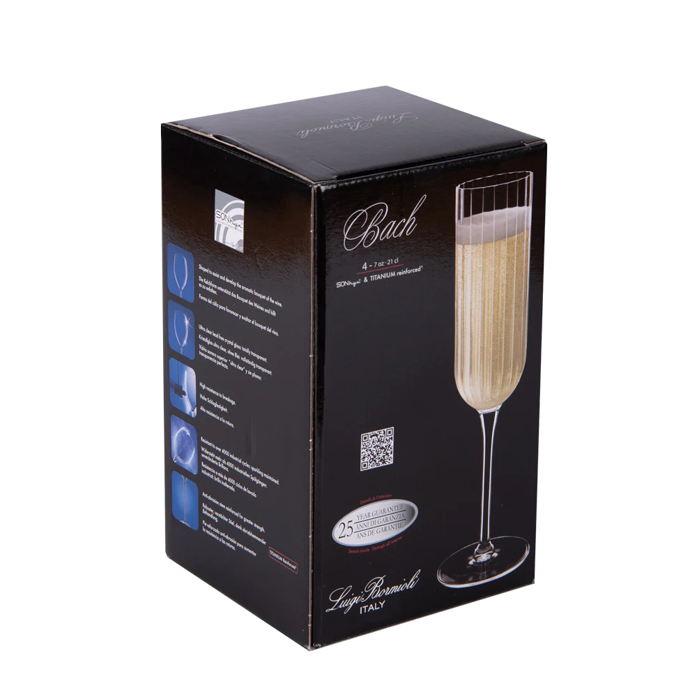 Boîte de 4 flûtes Bach 21 cl Bormioli Luigi
