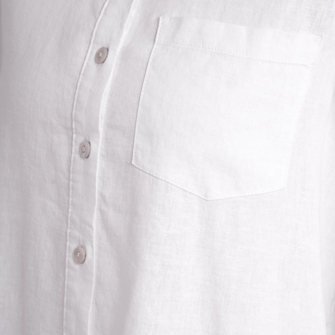Gina Benotti Damen Leinen-Bluse mit Brusttasche weiss
