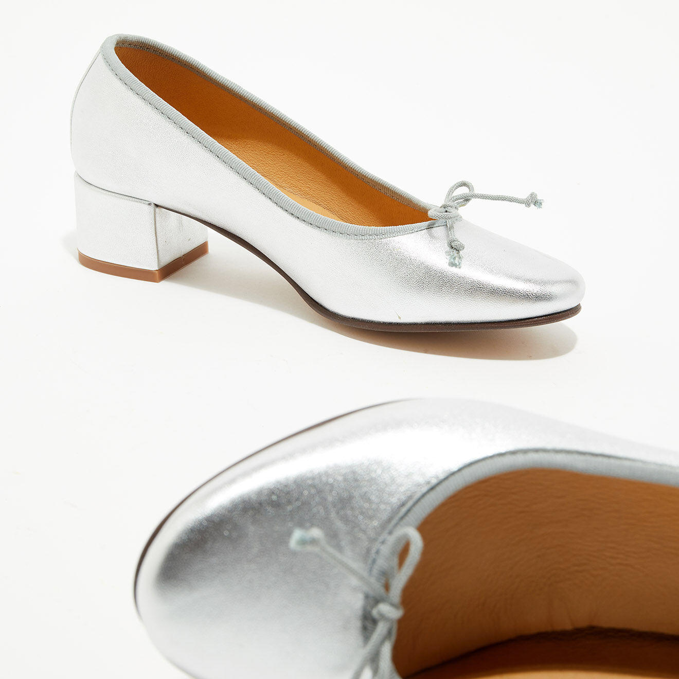 Quartier Latin Ballerines trotters en Cuir irisé Diane argentées - Talon 4 cm