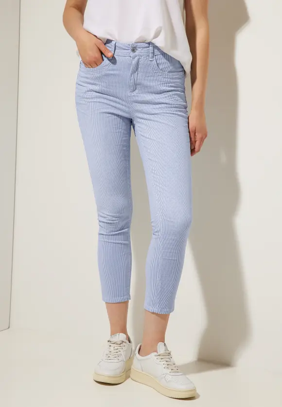 Slim Fit Hose mit Streifen - light blue striped washed