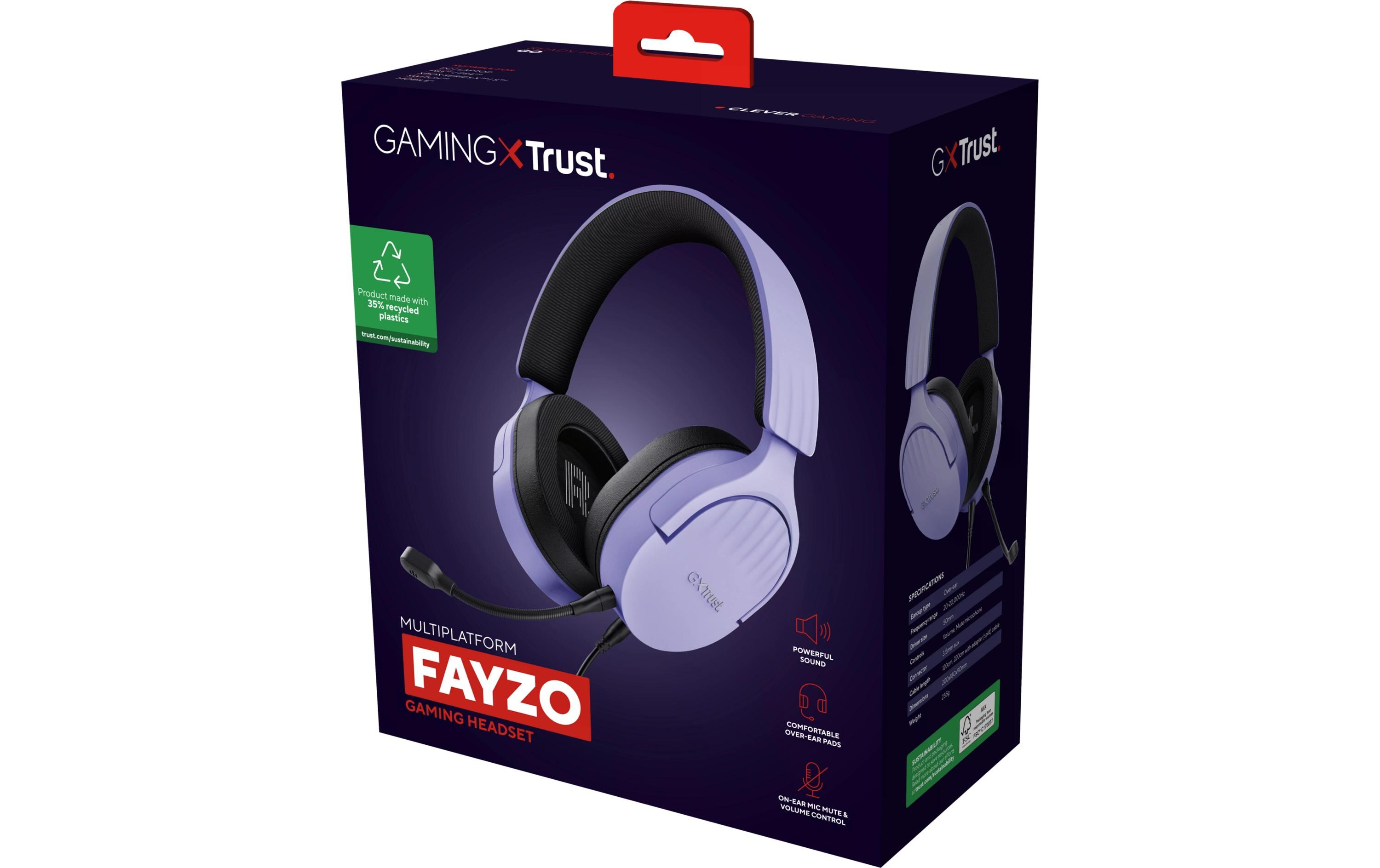 Headset GXT 489P FAYZO Schwarz/ViolettLeistungsstarkes, ohrumschliessendes Gaming-Headset, hergestellt für PC, Laptop und Konsolen