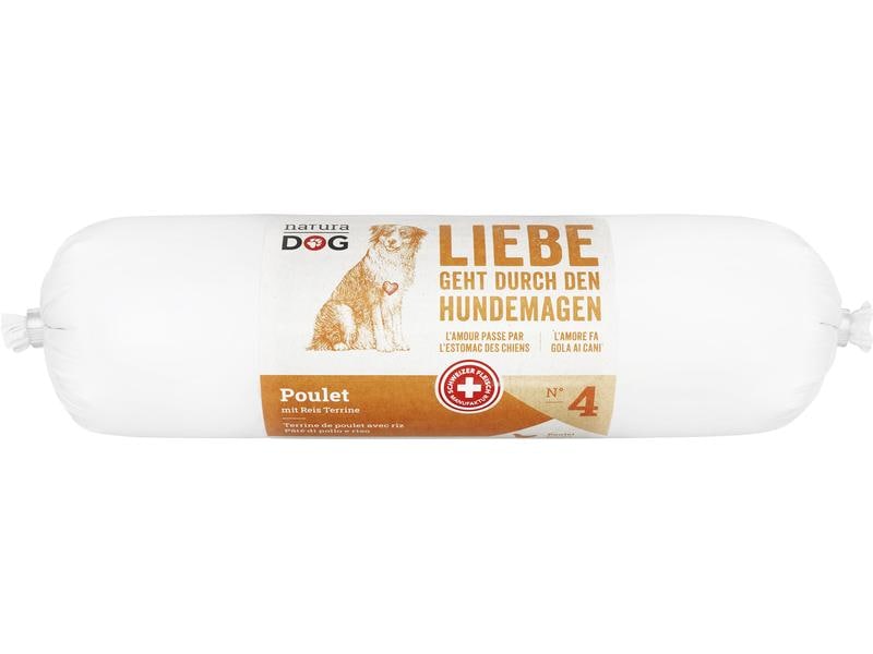 naturaDog Nassfutter Poulet mit Reis Terrine, 400 g Alleinfuttermittel für ausgewachsene Hunde