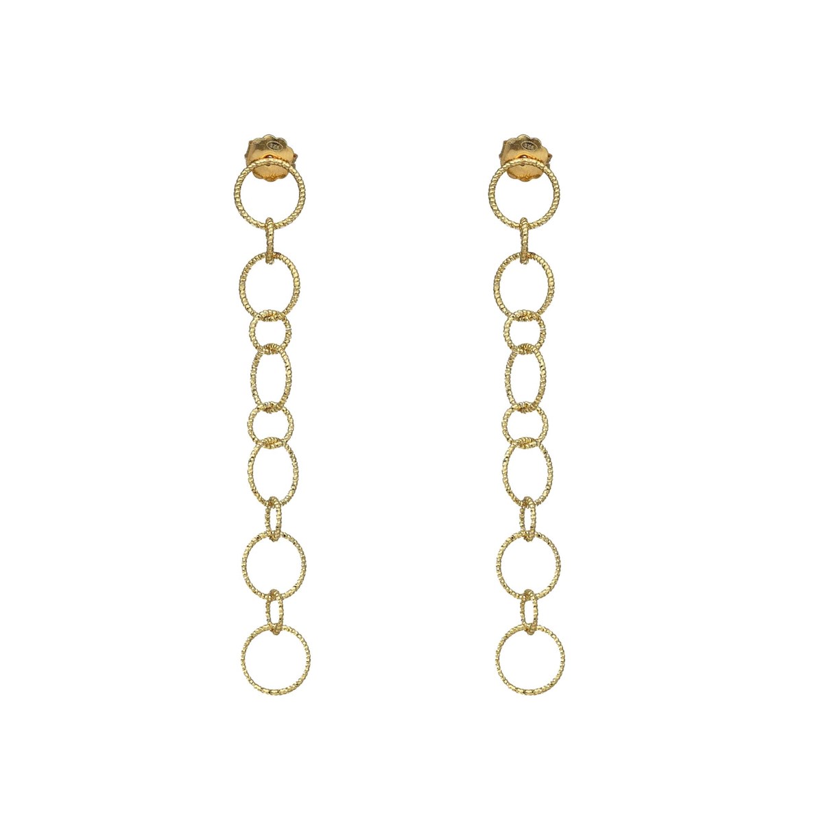Boucles D'oreilles Argent Dorées Diamantées Pendantes Avec Anneaux