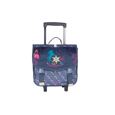 Cartable à roulettes Stalla Bianca Western - 2 compartiments - bleu marine - Kid'Abord