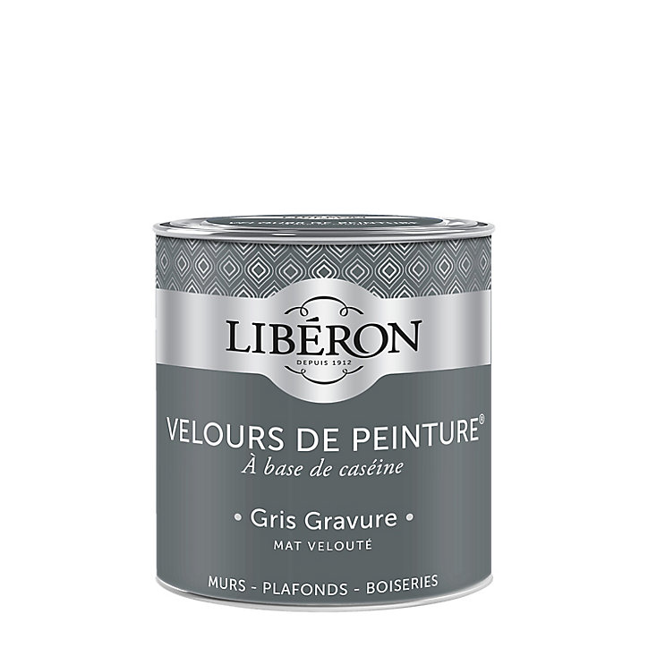 Peinture murs, plafonds et boiseries Velours de peinture gris gravure Libéron 0,5L
