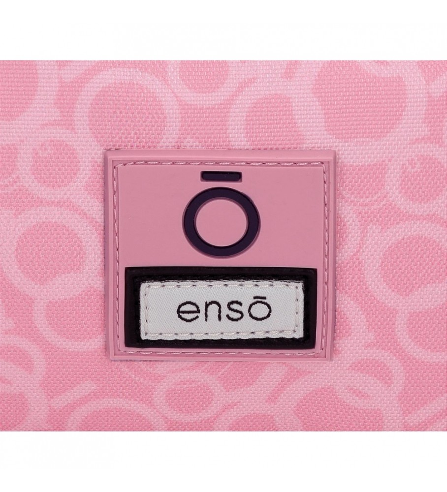 Estojo para lápis Enso com três zíperes, preto e rosa - 22x10x9cm -