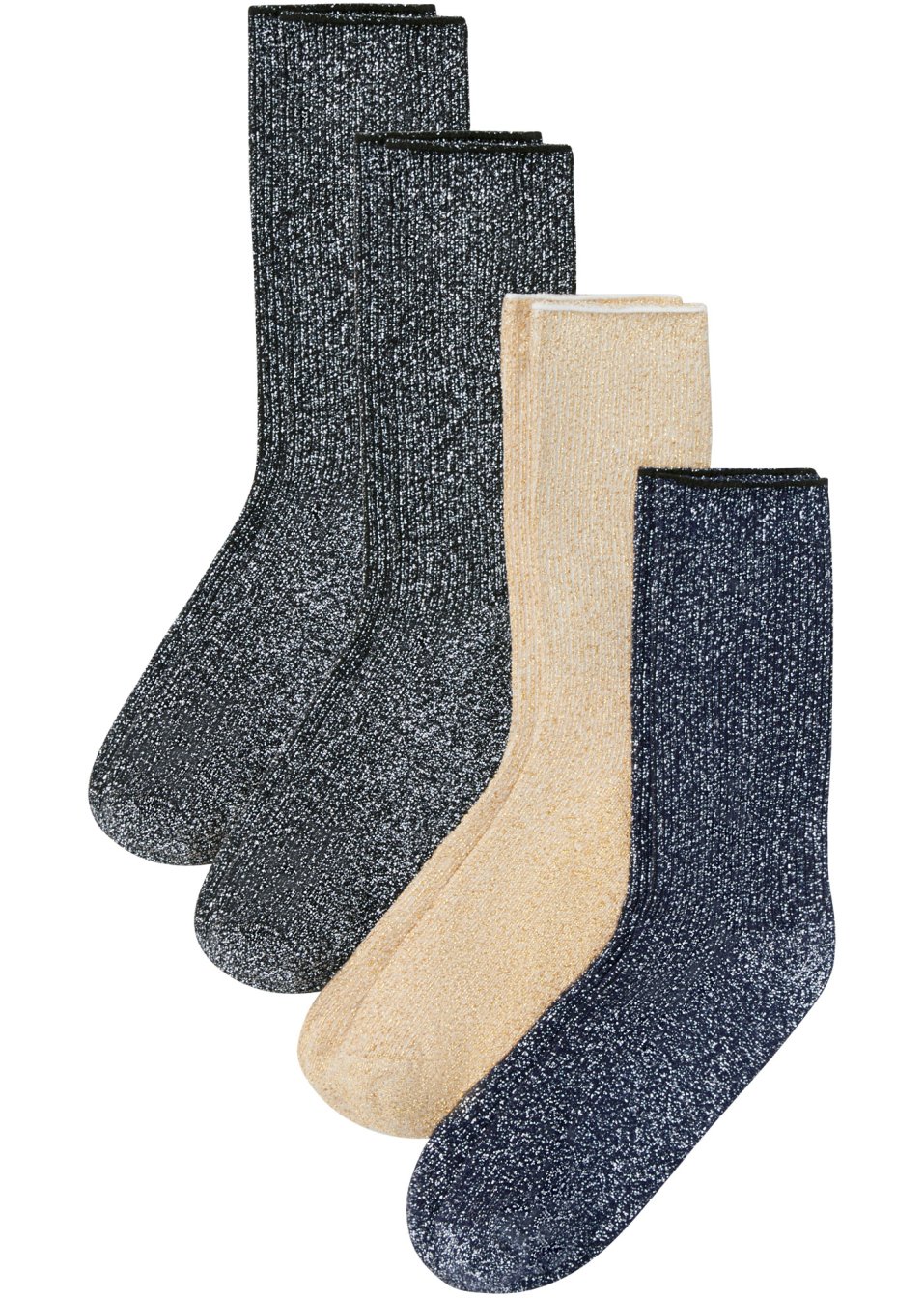 Lot de 4 paires de chaussettes côtelées en fil brillant