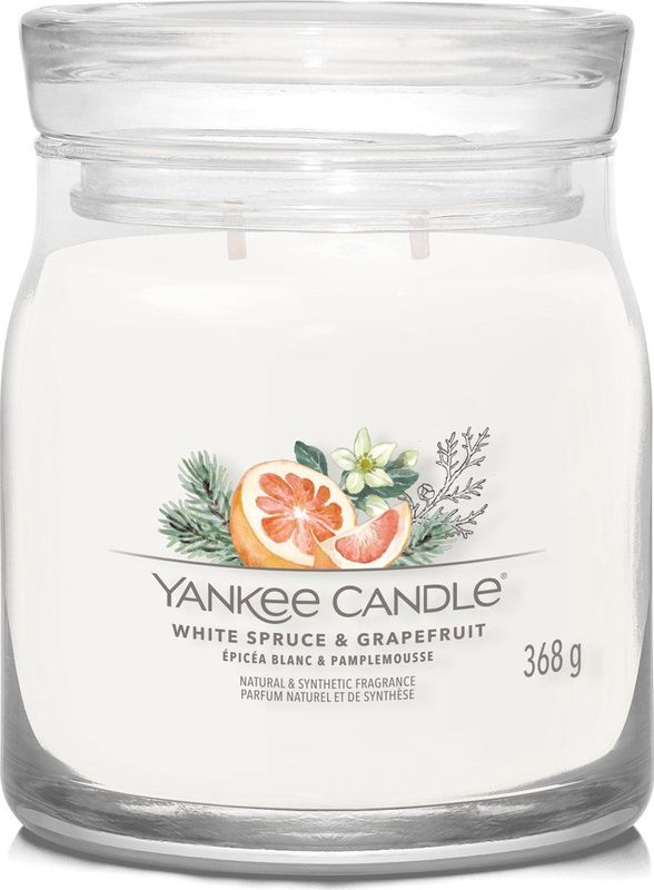 Yankee Candle - White Spruce & Grapefruit - Medium Geurkaars - 50 Branduren