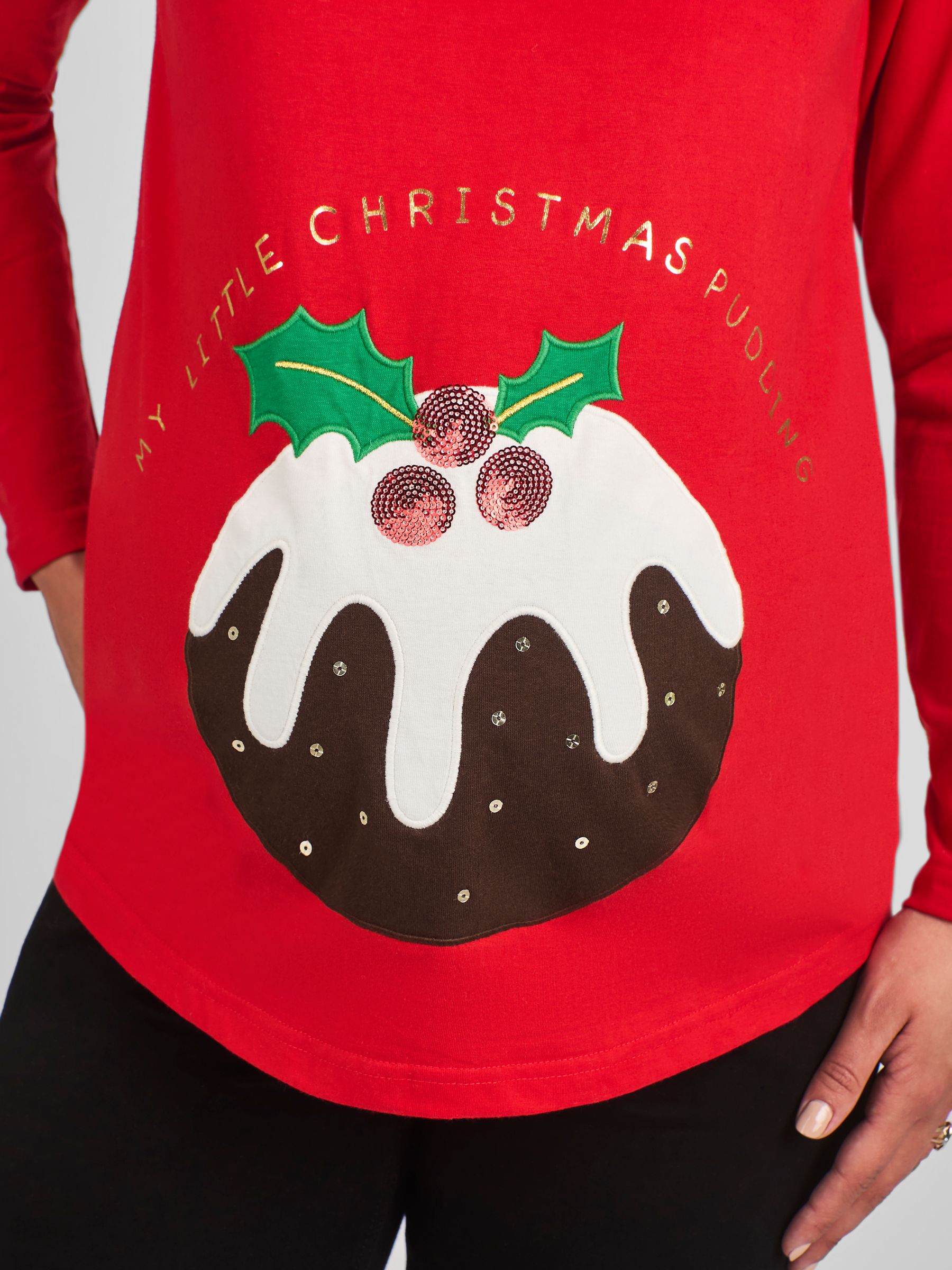JoJo Maman Bébé zwangerschapstop van katoen met kerstpuddingprint