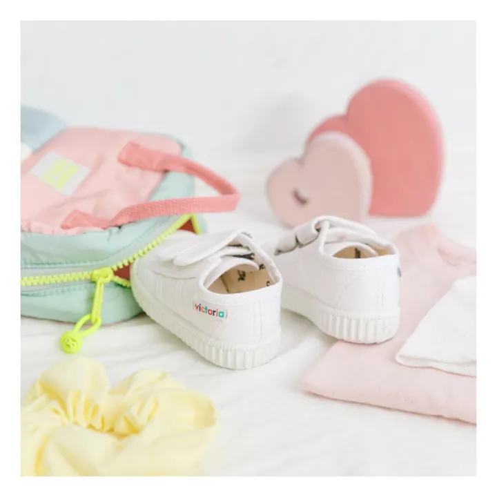Victoria Baskets Scratchs Tiras Lona | Blanc