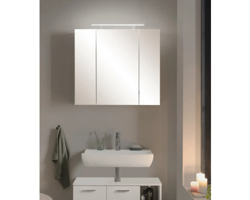 Spiegelkast van Möbelpartner Dorina, 80 x 15,7 x 75 cm, wit, 3-deurs