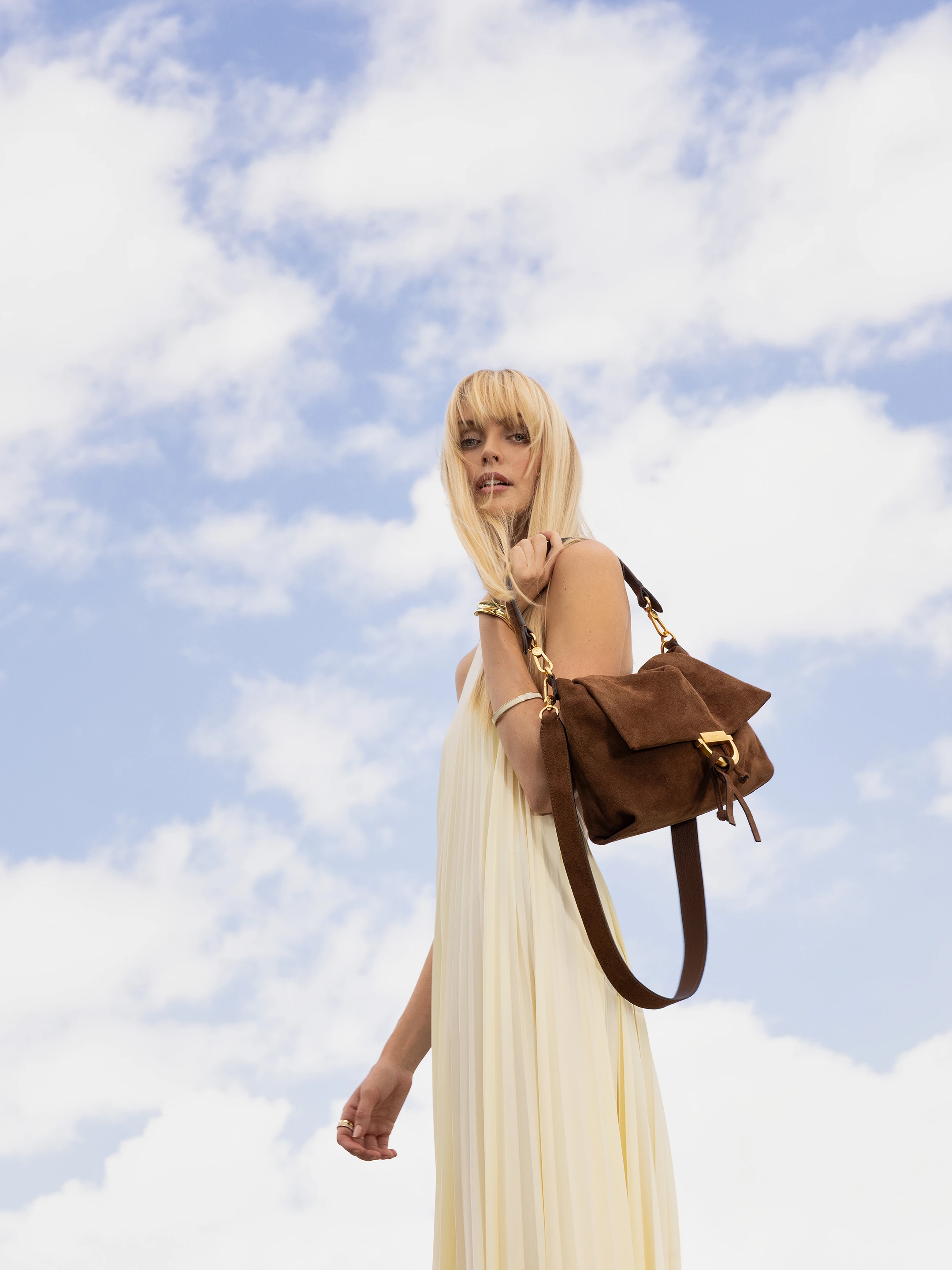 shoulder bag TEMI medium Leather Suede Standard