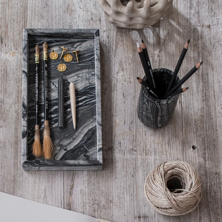 Mette Ditmer - Marble Tablett, 16 x 31 cm, dark forest