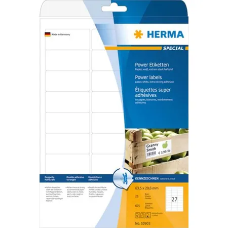 HERMA Etiketten, extrem stark haftend, weiß, 63,5 x 29,6, 675 Stück