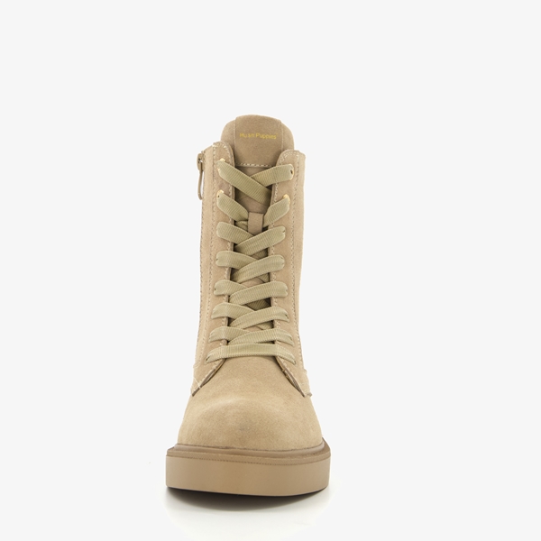 Hush Puppies suede dames veterboots beige