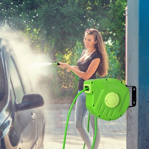 Carretel de mangueira verde para montagem na parede
