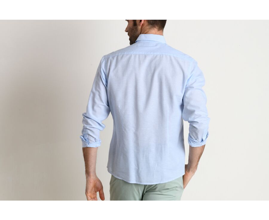 Chemise coton et lin rayée bleu et blanc - CLÉBERT