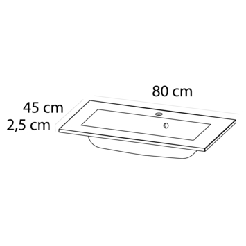 Tiger Wastafelblad Quadro 80 cm glanzend wit