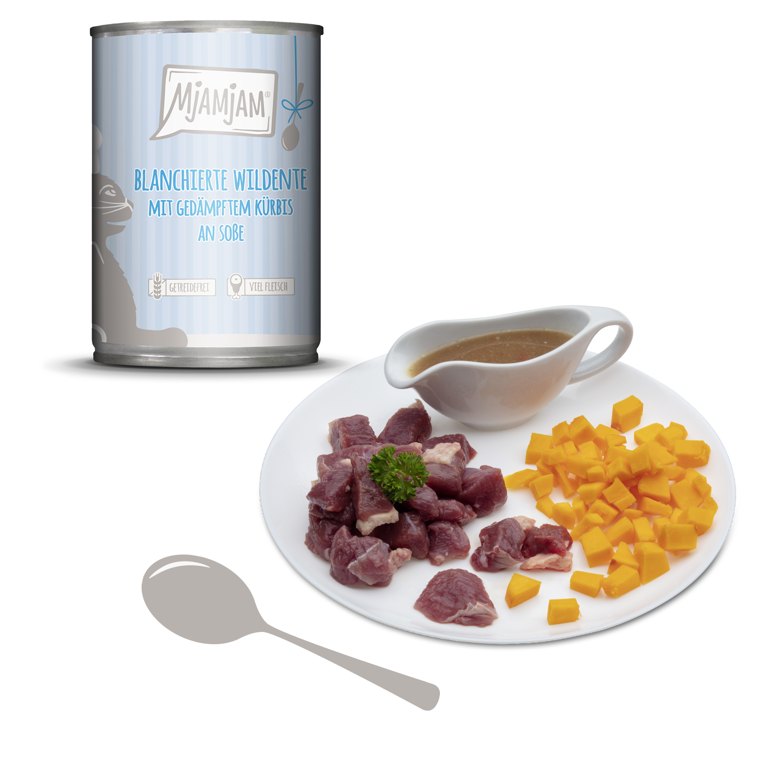 MjAMjAM – blanchierte Wildente mit gedämpftem Kürbis an Soße
