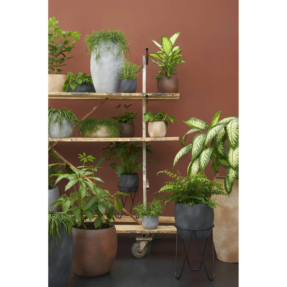 Mica Decorations Bloempot - mat zwart - keramiek - 20 x 18 cm