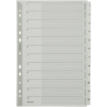 Intercalaires en carton mylar, chiffres, A4, 1-12,gris