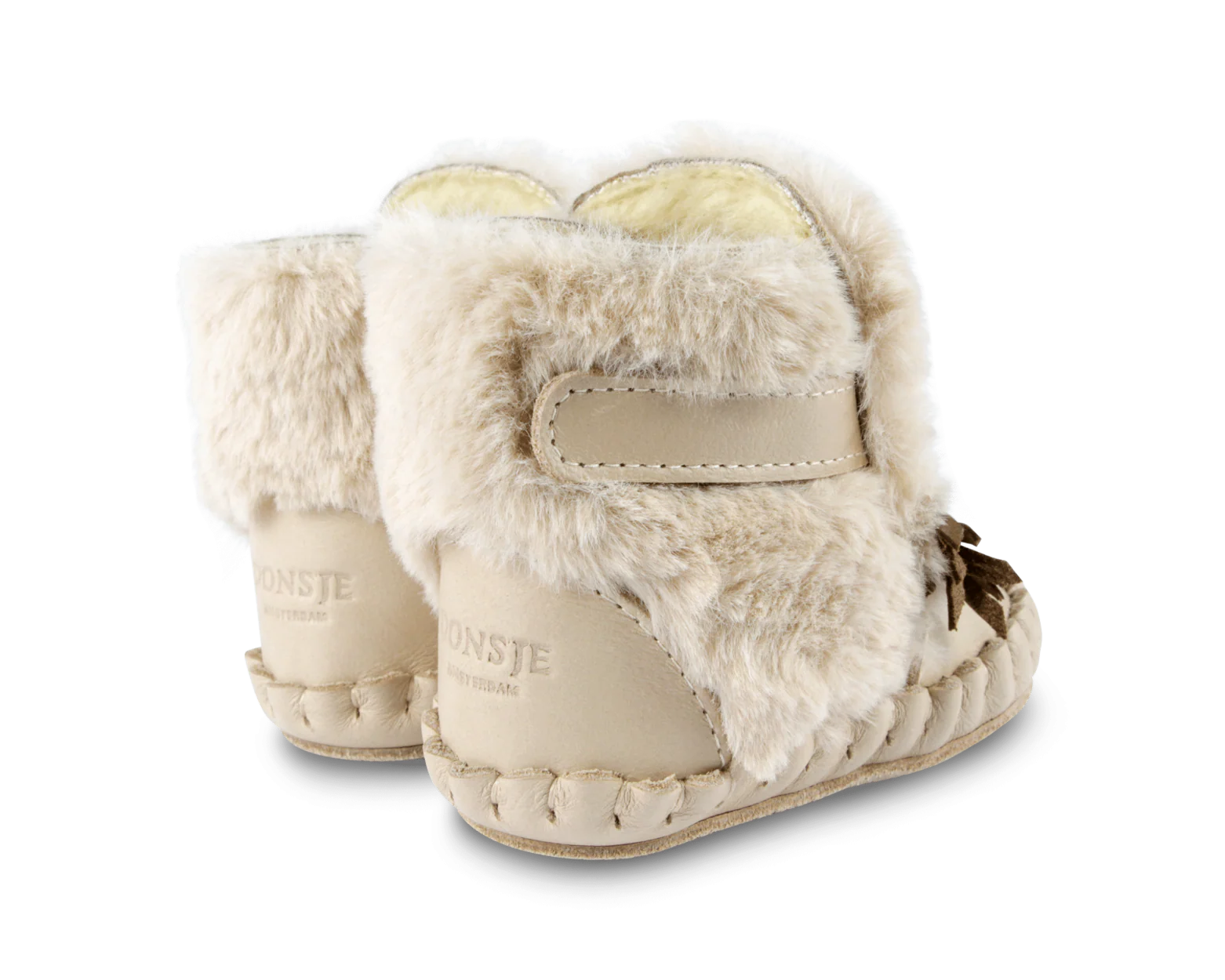 Kapi Exclusive Booties | Owl | Light Beige Soft Faux Fur