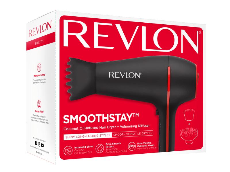 Revlon Haartrockner Smoothstay Fön mit Kokosöl-Infusion und Volumendiffusor