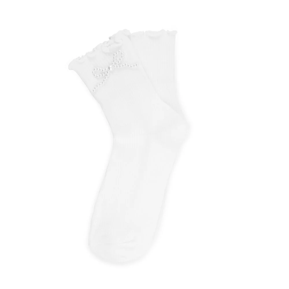 Sui Ava  Pearly Bow strømper - Hvid