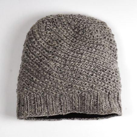 Handgestrickte Wollmütze 'Beanie', grau-braun günstig bestellen