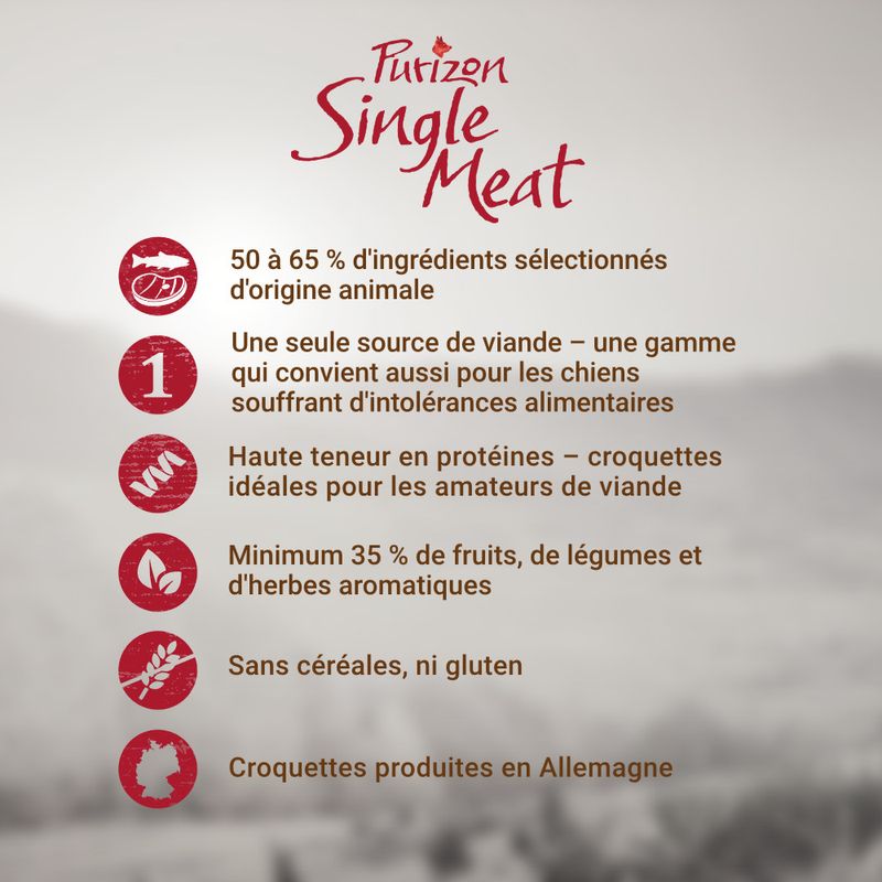 Purizon Single Meat Adult, cheval & patate douce - sans céréales