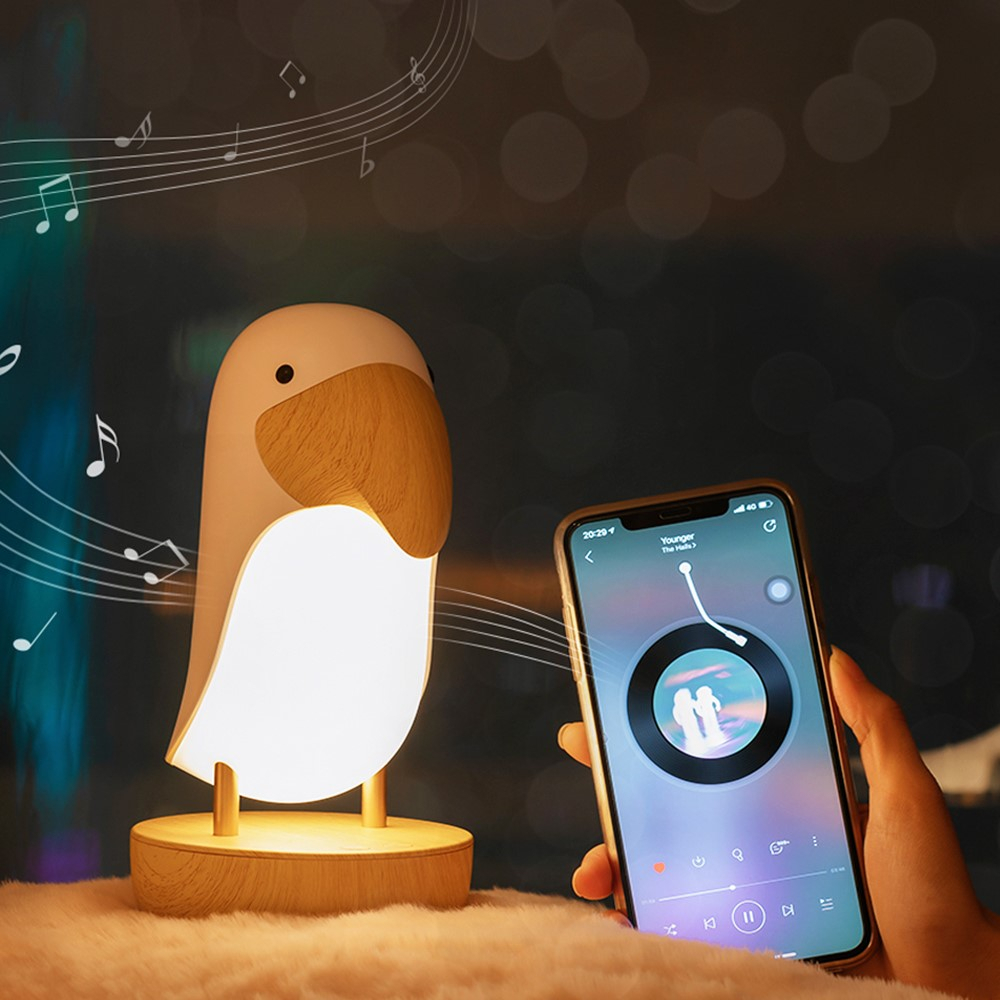 Tukan Vogel Bluetooth Lautsprecher mit LED Nachtlicht - Rosa / Braun