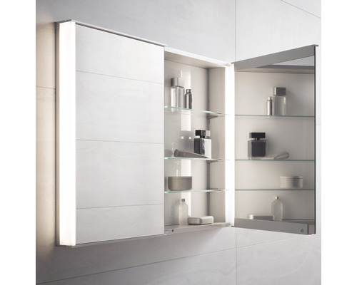 KEUCO Royal Match spiegelkast, 100 x 15 x 70 cm, zilver, 2-deurs, LED, IP20, inbouw
