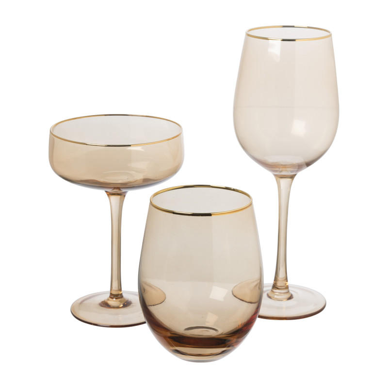 Wijnglas gouden rand - oker - 380 ml