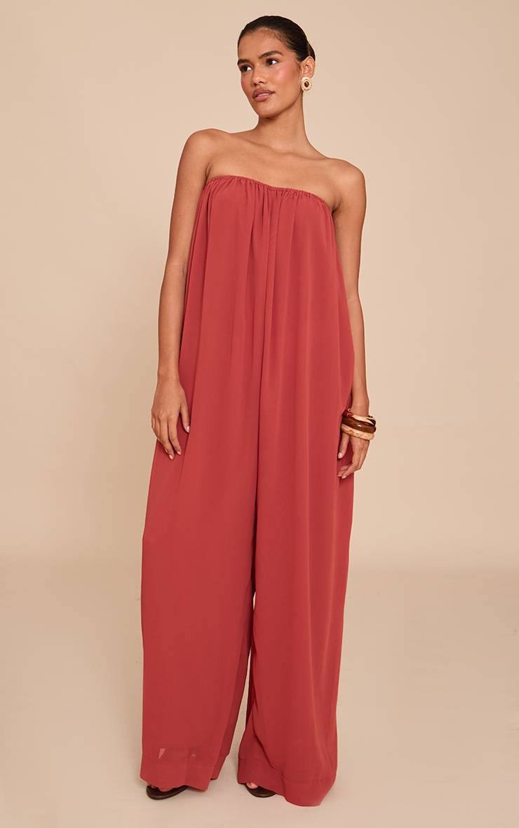 Rouille Combinaison Bouffante Bustier En Mousseline