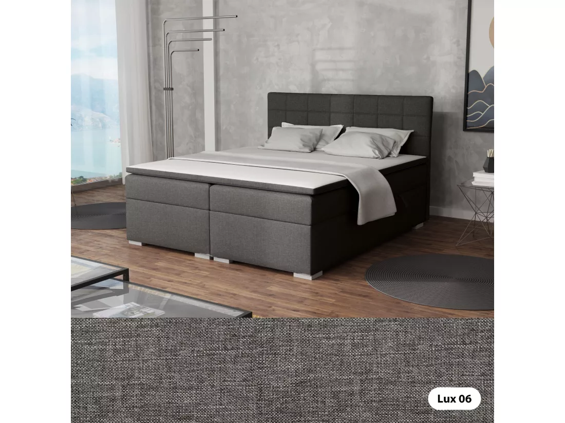 LIT BOXSPRING avec rangements pour la literie Torland, 160x200 cm, Lux 06 (Gris)