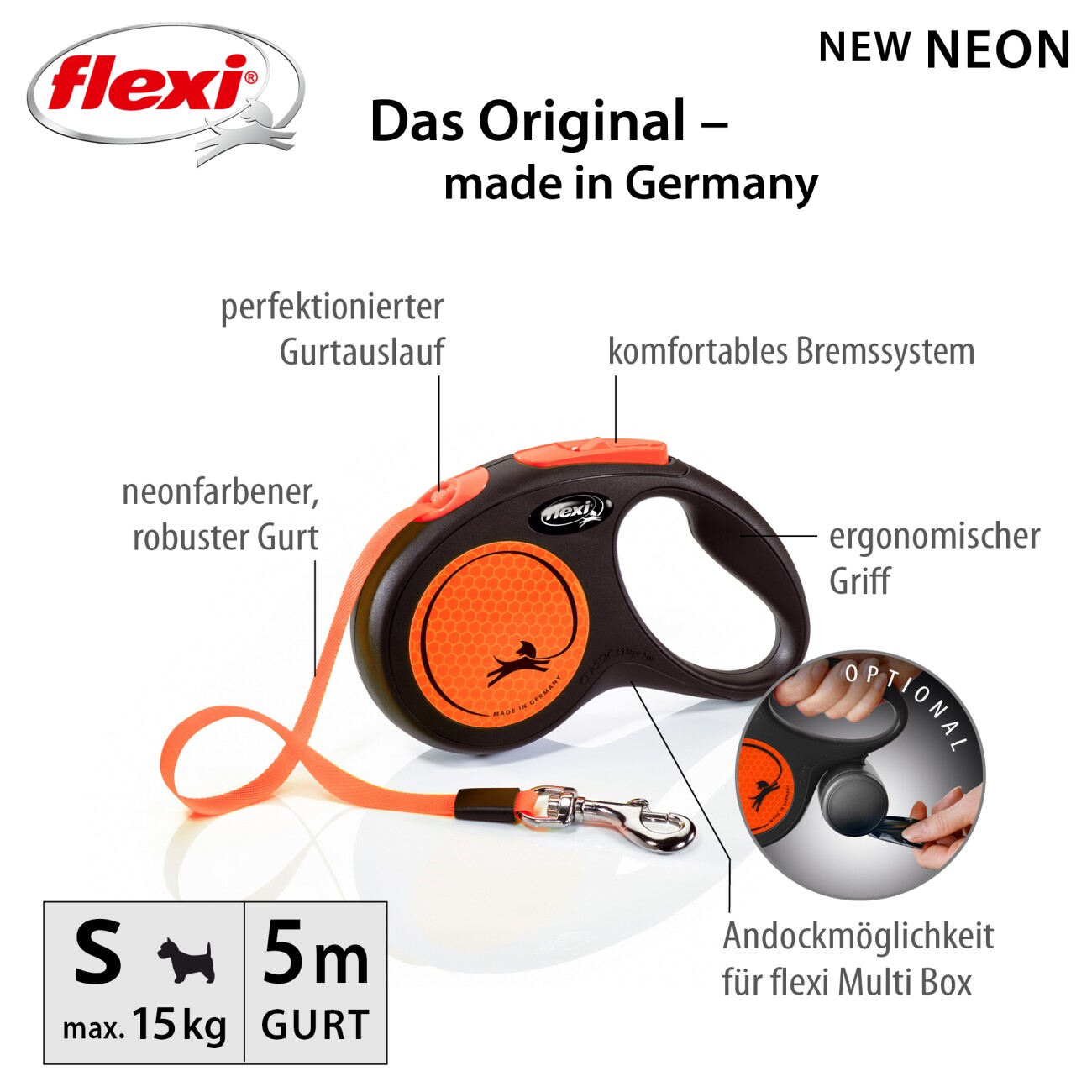Flexi New Neon Gurt orange S