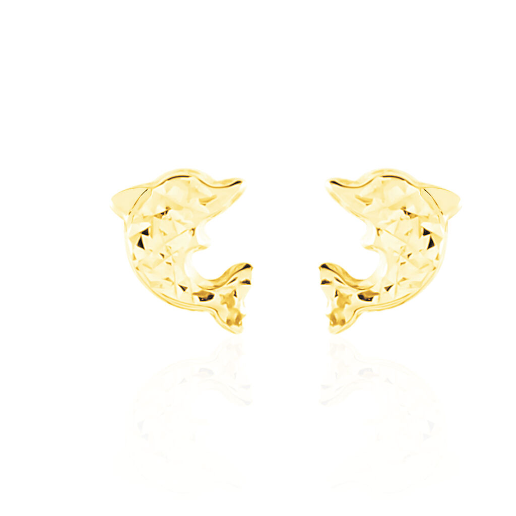 Boucles D'oreilles Puces Arisaema Dauphin Or Jaune